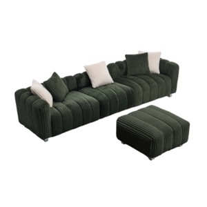 Modern Upholstered Sofa Chair with Ottoman, Three-Seater Couch for Lounging, Small Spaces and Accent Seating – The Pop Home - 1 of 4