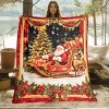 Lomsoe Christmas Santa Sleigh & Reindeer Print Flannel Blanket - All Seasons Soft and Warm Perfect for Living Room Decor, Sofa, Bed, Travel - 4 of 4