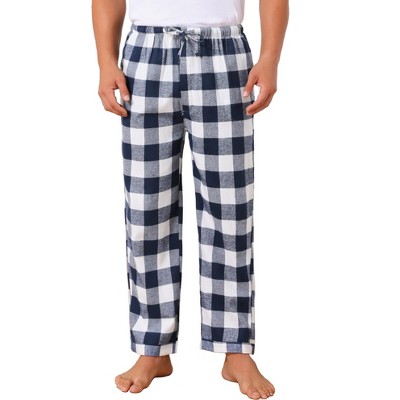 INSPIRE CHIC Men's Elastic Waist Drawstring Plaid Pajama Sleep Pants