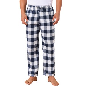 INSPIRE CHIC Men's Elastic Waist Drawstring Plaid Pajama Sleep Pants - 1 of 4