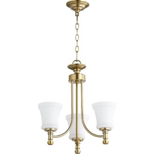 Quorum Lighting Rossington 3-Light Chandelier, Aged Brass, 18 Width, 19 Height, Chain Hanging, Dry Rated - 1 of 1