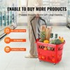 VEVOR Shopping Baskets, 6PCS, 39L Shopping Carts with Handles, Plastic Rolling Shopping Basket with Wheels, Large Portable Shopping Basket Set, Red - 3 of 4
