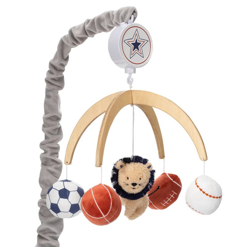 Lambs & Ivy Hall of Fame Lion/Sports Balls Musical Baby Crib Mobile Soother Toy, 1 of 7