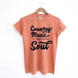 Simply Sage Market Women's Country Music Is Good For The Soul Short Sleeve Garment Dyed Tee - 1 of 3