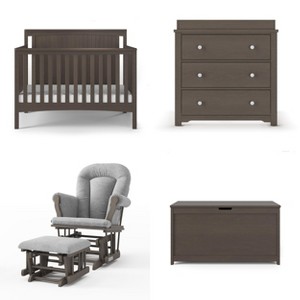 Child Craft Scout 4-Piece Nursery Set with 4-in-1 Convertible Crib, Dresser with Changing Table Topper, Cozy Glider, and Toy Box - 1 of 4