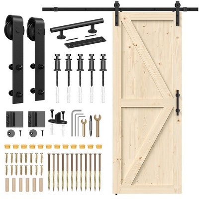 LOVMOR Sliding Barn Doors with Hardware Kit Included, Heavy Duty Barn Doors and Track Kit, Handle, Floor Guide, DIY Unfinished