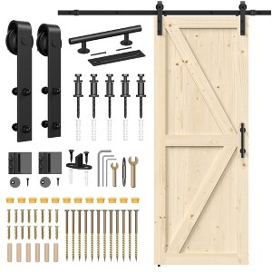 LOVMOR Sliding Barn Doors with Hardware Kit Included, Heavy Duty Barn Doors and Track Kit, Handle, Floor Guide, DIY Unfinished - 1 of 4