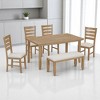 6-Piece Dining Set for 6, Rustic Wood Dining Table with 4 Chairs and Bench, Comfortable Upholstered Seats for Kitchen or Dining Room - 3 of 4