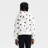 Girls' Zip-Up Halloween Cat Fleece Hoodie Sweatshirt - Cat & Jack™ Cream - 2 of 3