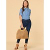 INSPIRE CHIC Women's Roll Up Sleeve Half Button 3/4 Sleeve Blouse - 4 of 4