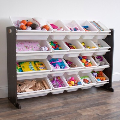 Espresso Extra Large Kids' Toy Storage Organizer with 20 Bins