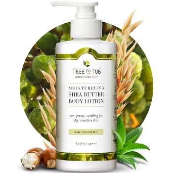 Tree To Tub Unscented Shea Butter Body Lotion for Dry Skin - Fragrance Free Sensitive Skin Lotion for Women & Men, Body Moisturizer Organic Aloe Vera