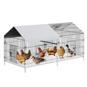 Metal Chicken Coop Run with Waterproof Cover, 86"x40"x40" Portable Walk-In Poultry Cage, Outdoor Hen House Animal Enclosure, Pet Playpen for Backyard - 1 of 4