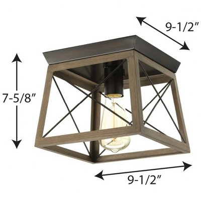 Briarwood Bleached Oak and Galvanized Steel Farmhouse Flush Mount Light