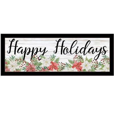 HomeRoots Happy Holiday Black Framed Print Wall Art
