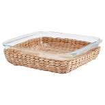 Dolly Parton 1.9qt Square Glass Basket with Wicker Basket - Clear