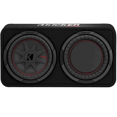 KICKER 48TCWRT102 CompRT 10 Inch 2 Ohm 400 Watt RMS Power and 800 Watts Peak Power Dual Voice Coil Car Audio Thin Profile Subwoofer Enclosure, Black