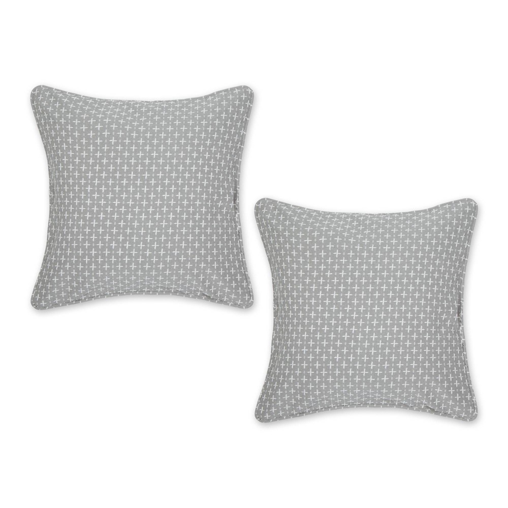 Photos - Pillow 2pc 18"x18" Dobby Plus Recycled Cotton Square Throw  Cover Gray - De