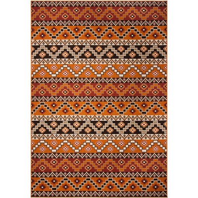 Rust and Red Southwestern Synthetic Indoor/Outdoor Area Rug
