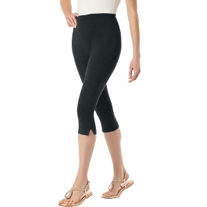 Woman Within Women's Plus Size Stretch Cotton Capri Legging - 1 of 4