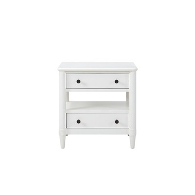 Vynxaria Open Nightstand - 2 Drawers, Felt Lined Top Drawer, Cedar Lined Bottom, Custom Hardware, White Finish