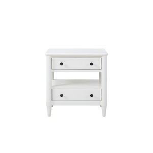 Vynxaria Open Nightstand - 2 Drawers, Felt Lined Top Drawer, Cedar Lined Bottom, Custom Hardware, White Finish - 1 of 4