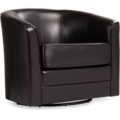 Studio 55D Keller Espresso Bonded Leather Swivel Club Chair