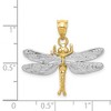 Black Bow Jewelry 14k Two Tone Gold 28mm Textured Dragonfly Pendant - 3 of 4