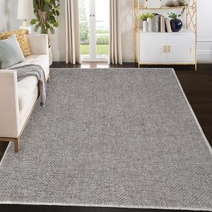 Machine Washable Area Rug for Living Room Non-Slip Low Pile Stain-Resistant Contemporary Solid Carpet Modern Simple Dining Rugs - 1 of 4