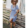 Women's Short Sleeve Striped Dress | Rustic Cottagecore A-Line Midi Dress - 2 of 4