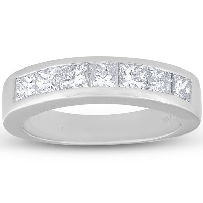 Pompeii3 1 Ct Princess Cut Channel Set Diamond Wedding Ring 14K White Gold