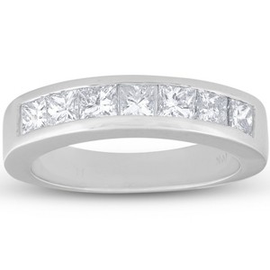 Pompeii3 1 Ct Princess Cut Channel Set Diamond Wedding Ring 14K White Gold - 1 of 4
