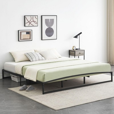 Homhougo 10 Inch Metal Platform King Size Bed Frame Low Profile with Sturdy Steel Slats Support Black