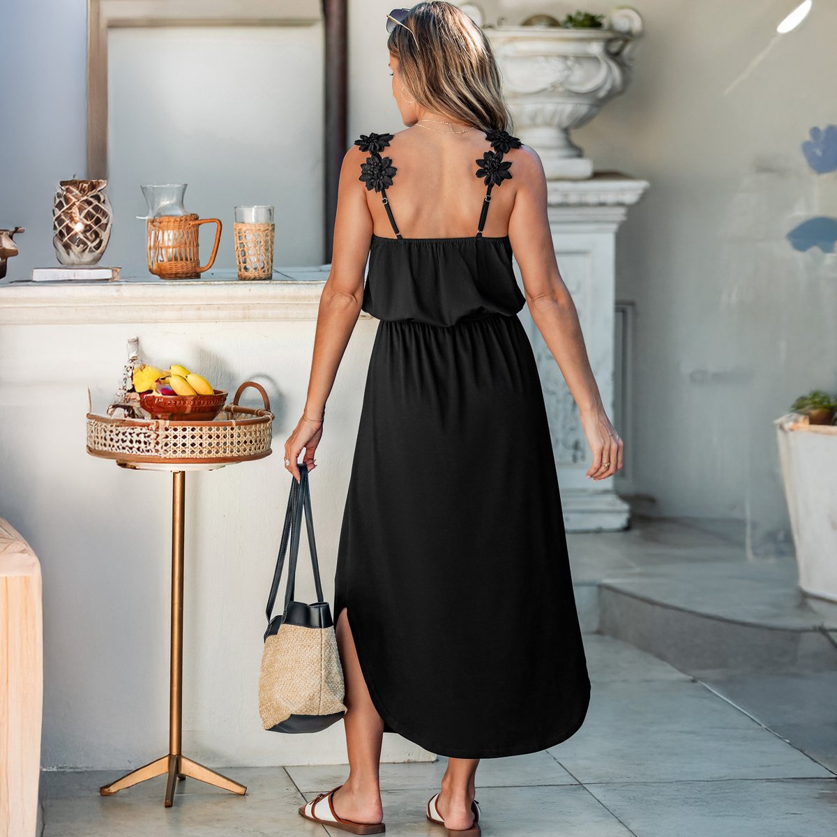 Женские платья Cupshe Women's Elegant Black Sleeveless Maxi Dress with Side Slit-L-Black — фото 4