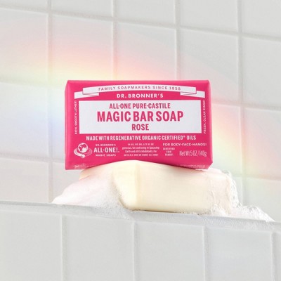Dr. Bronner's All-One Pure-Castile Magic Bar Soap - Rose - 5oz: Whole Body, Made Without Parabens or Phthalates