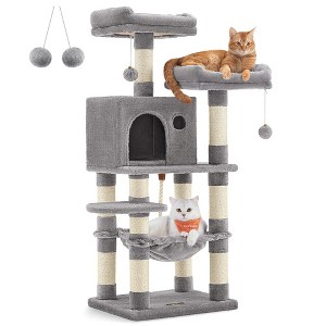 FEANDREA Cat Tree, Cat Tower for Indoor Cats, 56.3-Inch Cat Condo with Scratching Posts, Hammock, Plush Perch - 1 of 4