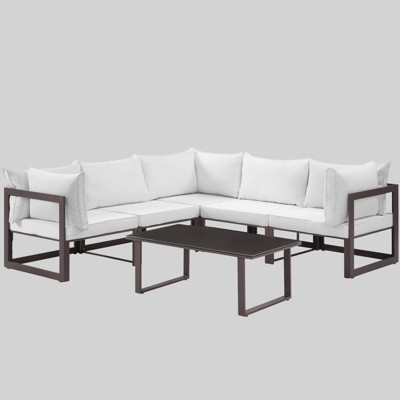 Fortuna 6pc Outdoor Patio Sectional Set - White - Modway