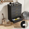 3 Drawer Dresser for Bedroom, 28"W Fluted Chest of Drawers with Gold Handles, Wooden Dresser Narrow Nightstand, Clothes Storage Organizer for Bedroom - 2 of 4