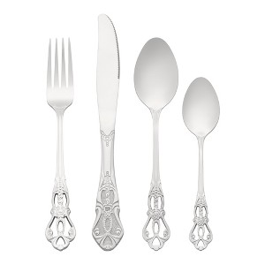REGALWOVEN Stainless Steel Floral Flatware Set Silverware Set for 6 24 Piece - 1 of 4