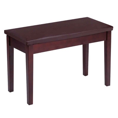 Tangkula PU Leather Piano Bench Solid Wood Padded Double Duet Keyboard Seat w/ Storage Box