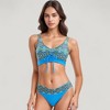Anna-Kaci Swim Women's Printed Scoop Neck Bikini Set Drawstring Detail Crop Top and V Cut Hipster Bottoms - 2 of 4