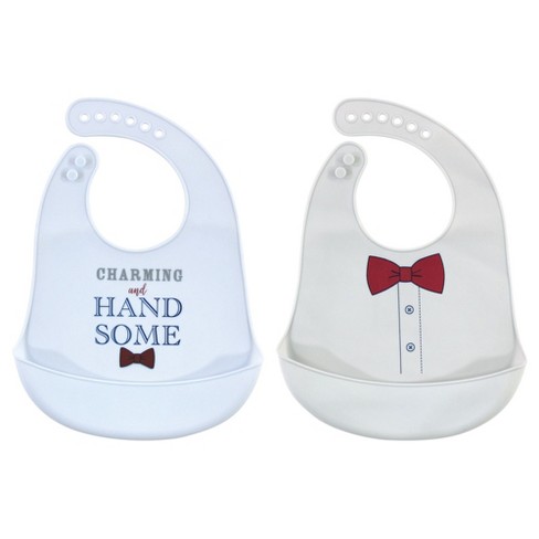 Little Treasure Baby Boy Silicone Bibs 2pk, Charming Handsome, One Size - image 1 of 1