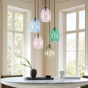Rennnsan Lorindra 19"W 5-Light Cluster Staggered Color or Textured Glass Modern Dimmable Chandelier - 1 of 4