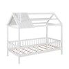 Whisen Twin Size Wood House Bed with Fence and Roof for Kids - 3 of 4