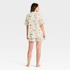 Women's Cloud Knit Modal Short Sleeve Notch Collar Top and Shorts Pajama Set - Auden™ - 2 of 4