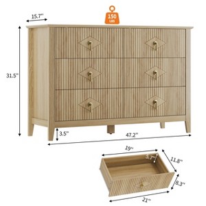 Three-drawer bedroom dresser with metal handles, suitable as a TV stand or wooden storage cabinet for bedrooms, living rooms, or hallways. - 1 of 4