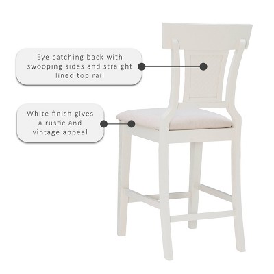 Rylan 26" White Wash Wood and Rattan Counter Stool