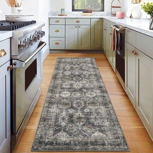 Machine Washable Vintage Large Area Rug Distressed Indoor Floor Carpet Non Slip Non Shedding Thin Foldable Printed Floor Cover - 1 of 4