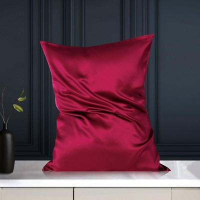 Standard/20x26inch Silk 19 Momme with Zipper Pillow Cases Bright Red - PiccoCasa