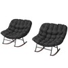 Outsunny Outdoor Rocking Chair Set of 2, Oversized Rocking Papasan Chairs with Cushions - 4 of 4
